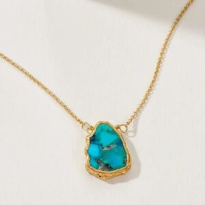Earth, Wind and Fire Genuine StoneNecklace Gold- Turquoise